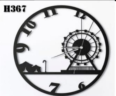 ساعت دیواری مدرن لیزری فلزی زیبا طرح چرخ و فلک  H367