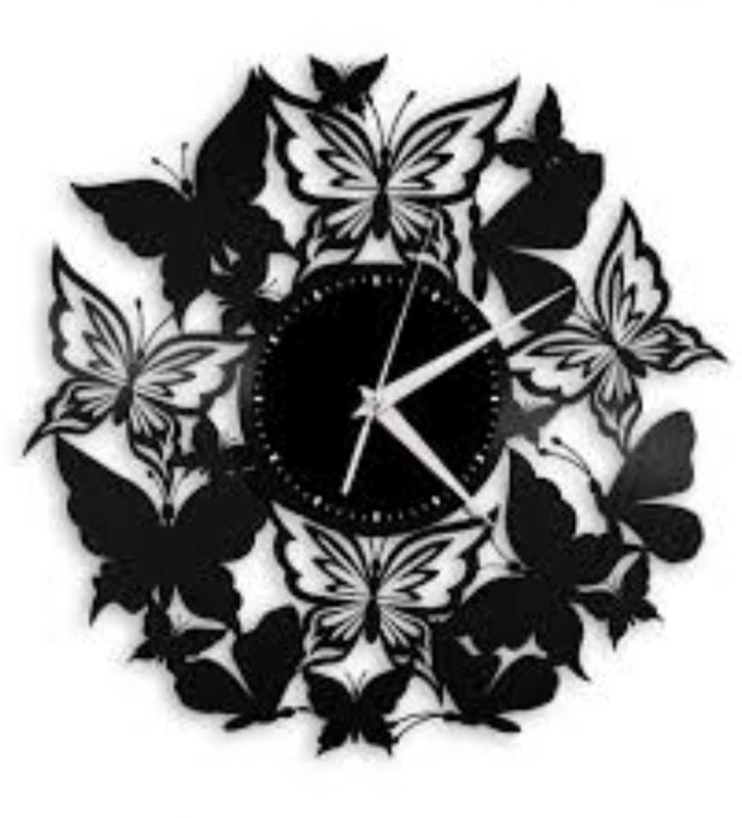 ساعت دیواری مدرن لیزری فلزی زیبا طرح پروانه H372