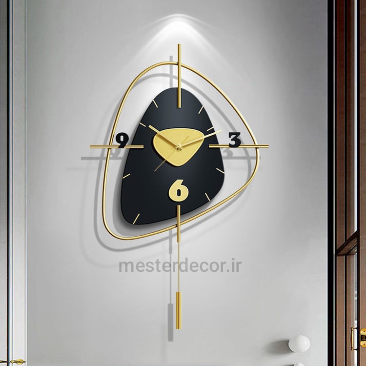 ساعت دیواری مدرن تلفیقی فلز و چوب لاکچری  H468
