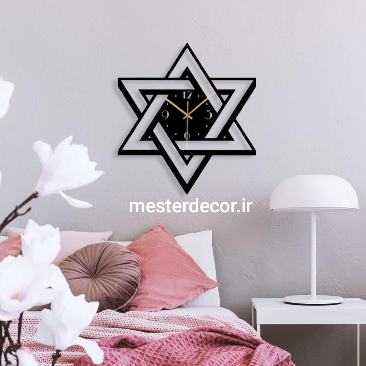 ساعت دیواری مدرن لیزری خاص و لاکچری طرح ستاره H496