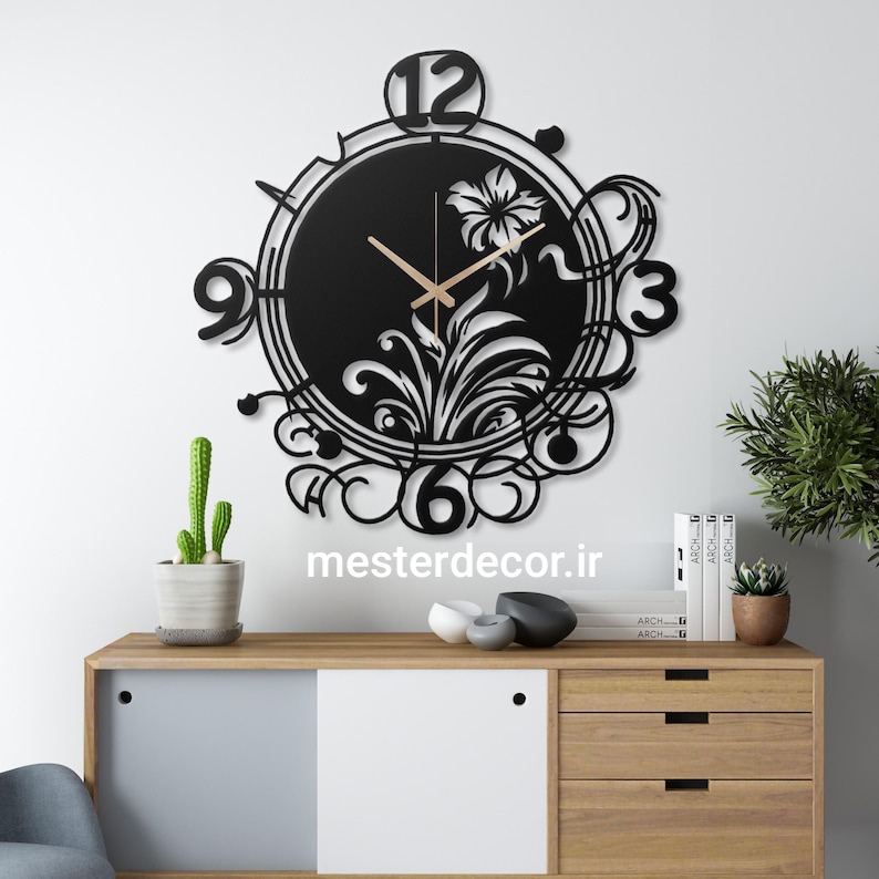 ساعت دیواری مدرن لیزری فلزی زیبا H578
