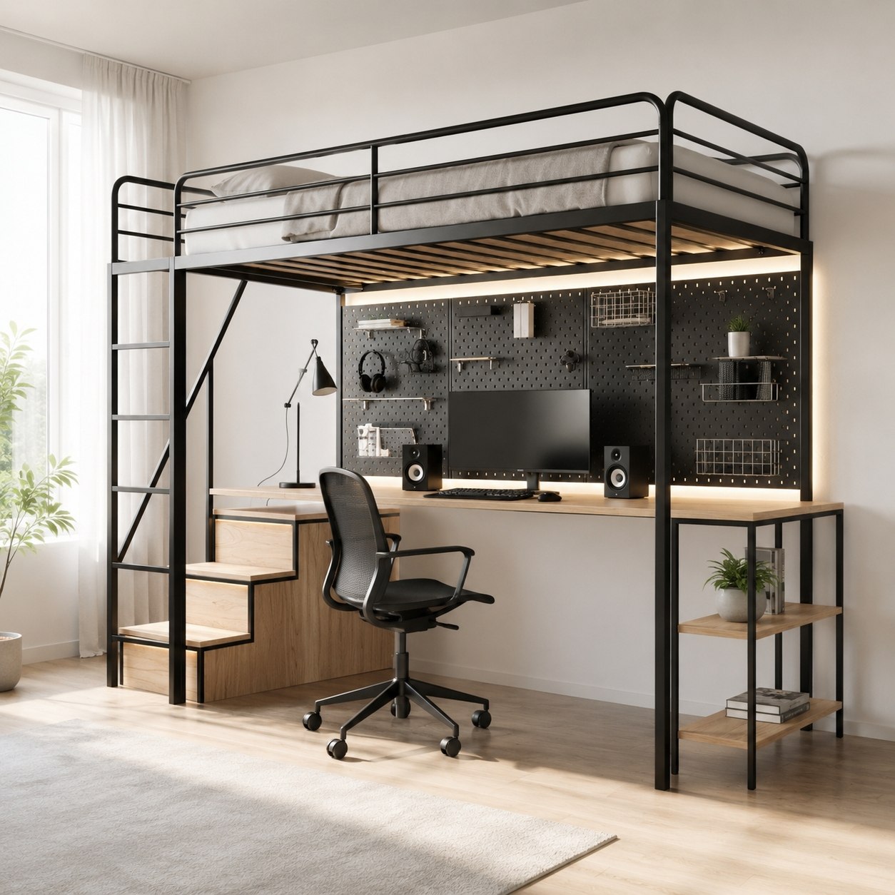 تخت خواب مدرن فلزی مدل B128 تک نفره همراه با MDF